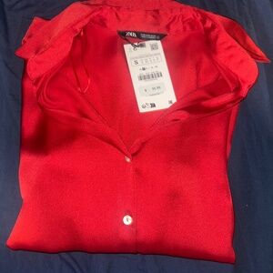 Zara Red Satin Shirt